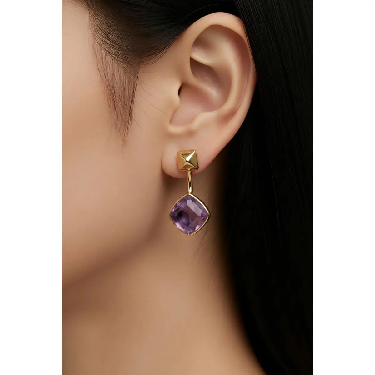 Adjustable Stud or Drop Amethyst Crystal Gold Tone Earrings 29 by Michael Kors
