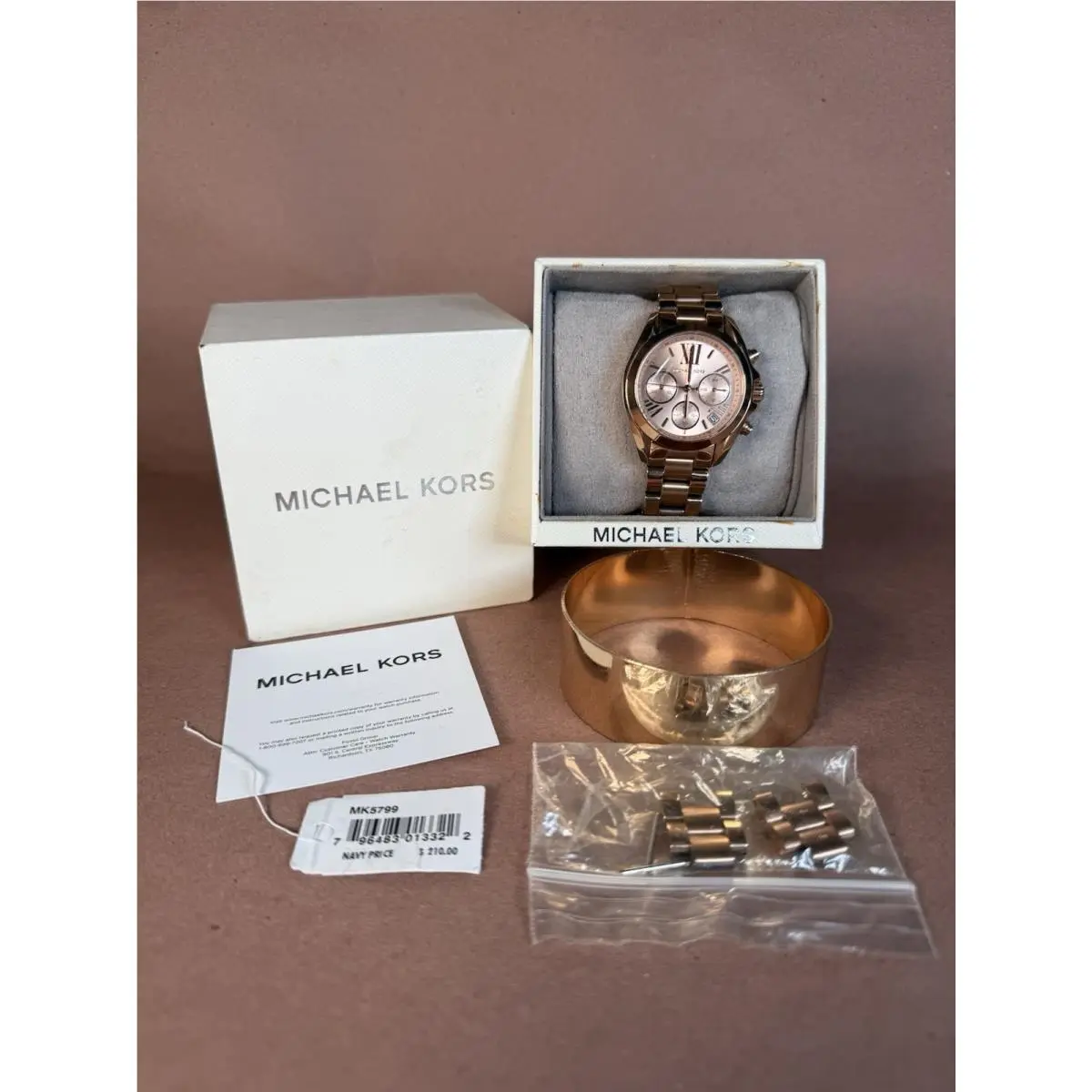 Michael Kors MK5799 Women Bradshaw Chronograph Gold Dial Watch Japan Movement
