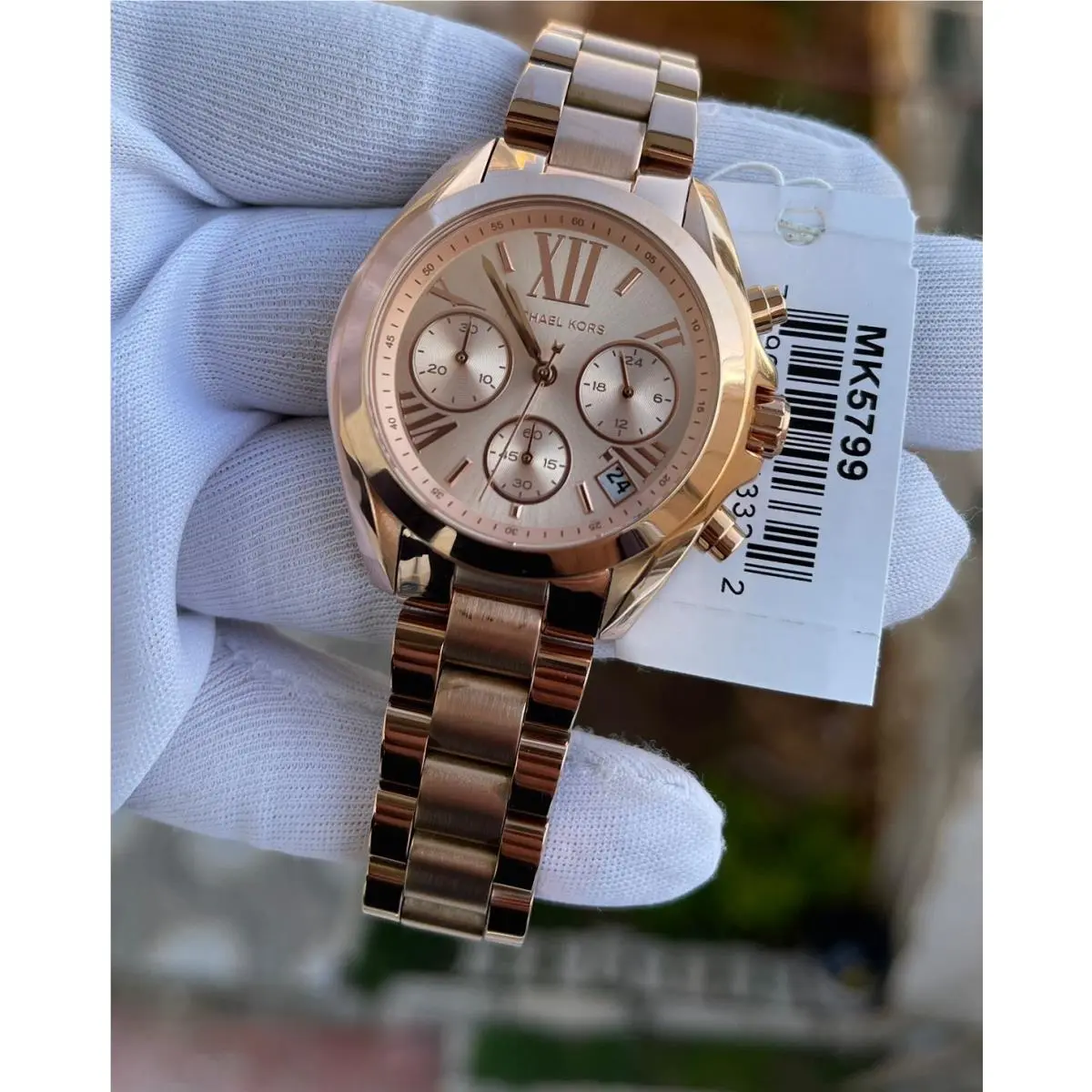 Michael Kors MK5799 Women Bradshaw Chronograph Gold Dial Watch Japan Movement