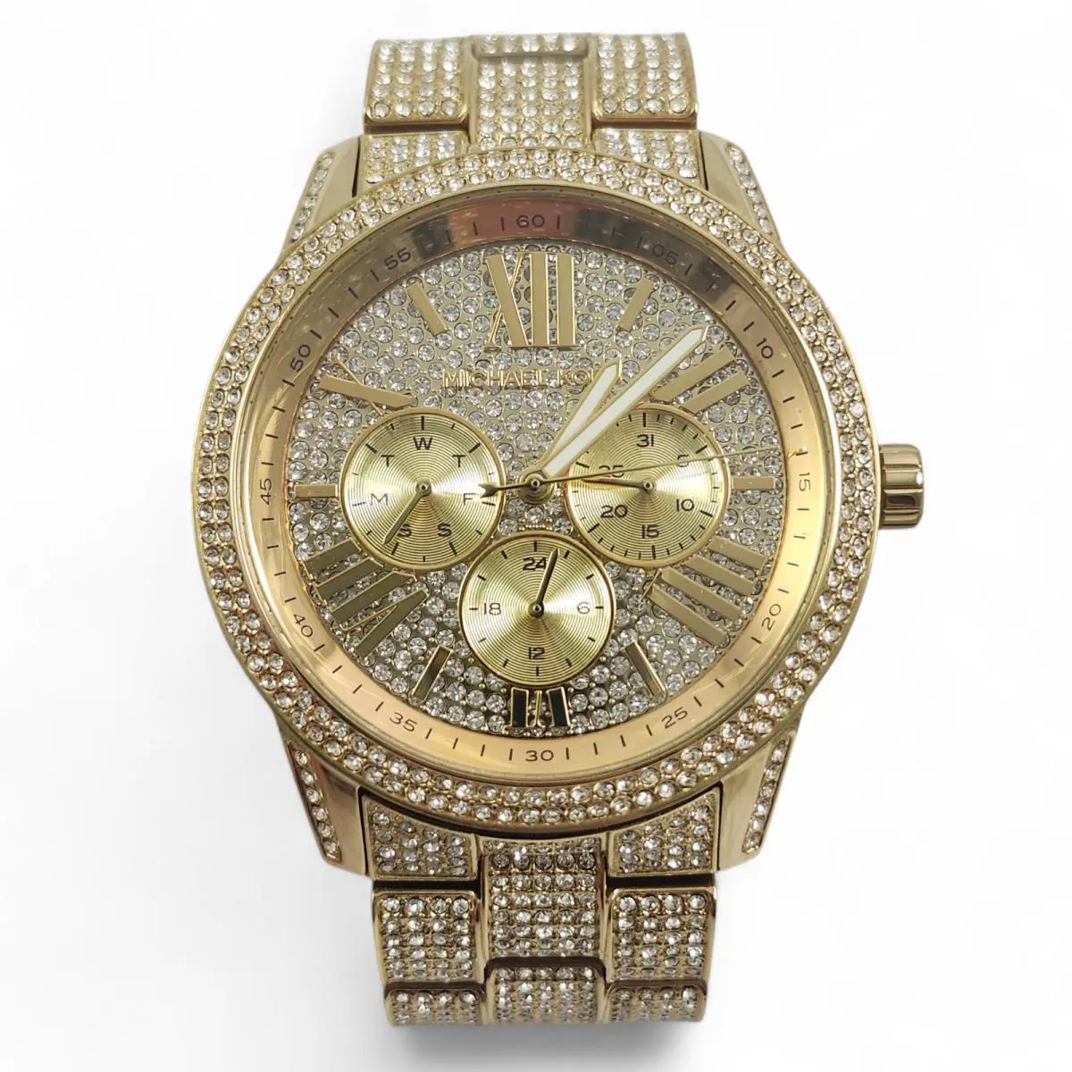 Michael Kors Oversized Brynn Glitz Gold Tone Chronograph Watch MK6789 Nwot