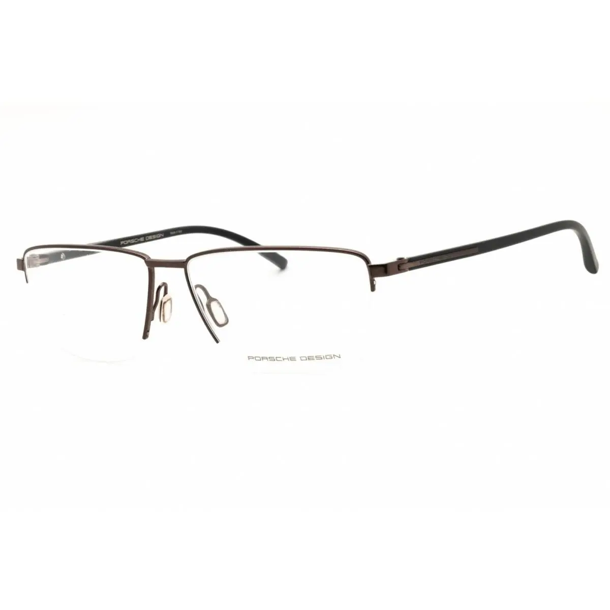 Porsche Men`s Eyeglasses Brown/black Metal Rectangular Half Rim Frame P8399 C