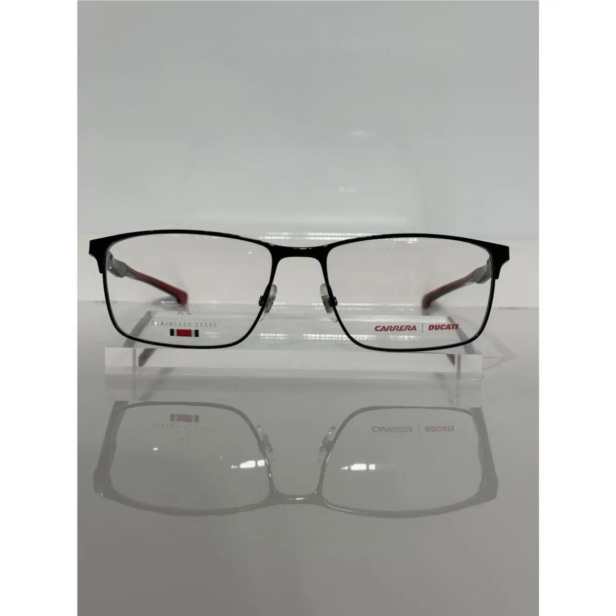 Carrera X Ducati Carduc 014 Pit Shiny Black Stainless Steel Metal Eyeglasses 58m