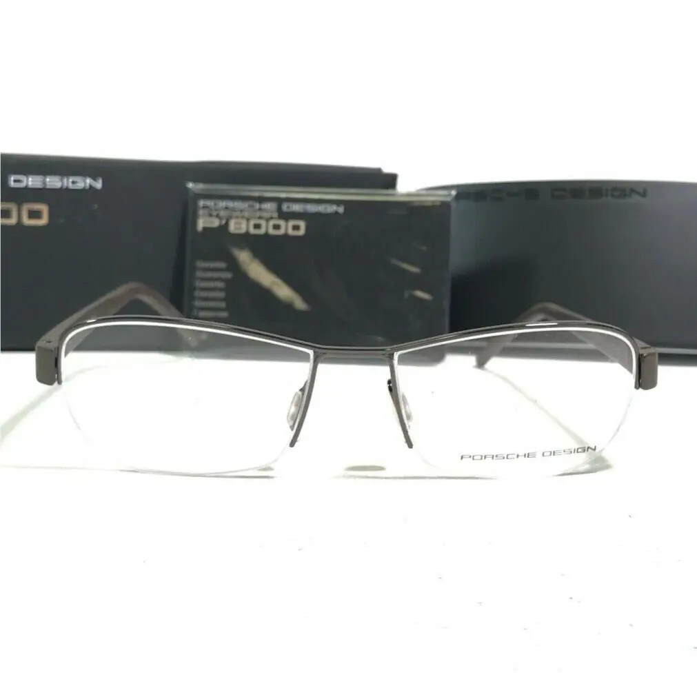 Porsche Design Eyeglasses Frames P8211 B Gray Rectangular Half Rim 57-17-140