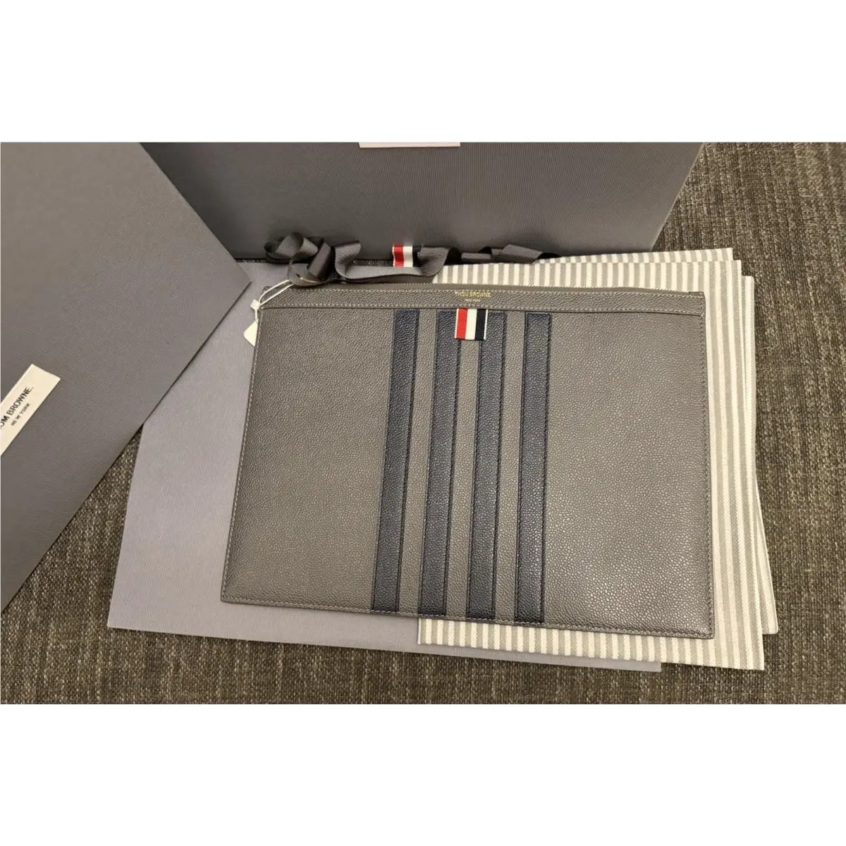 Thom Browne Leather Document Holder Clutch Bag Italy