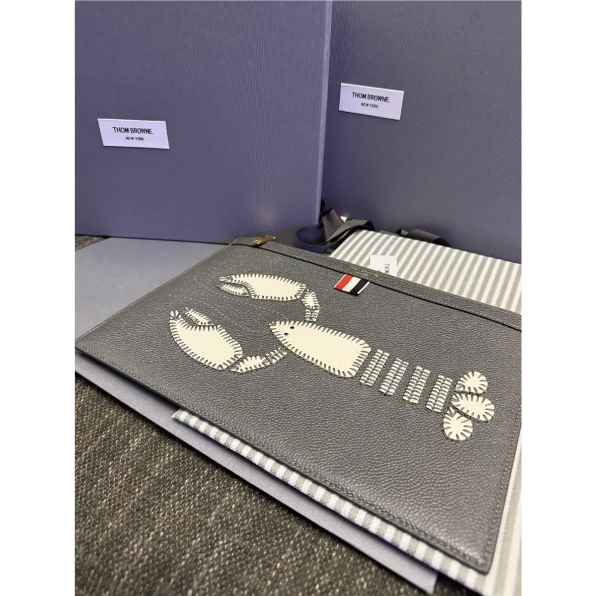 Thom Browne Leather Lobster Document Holder Tablet Clutch Bag Italy