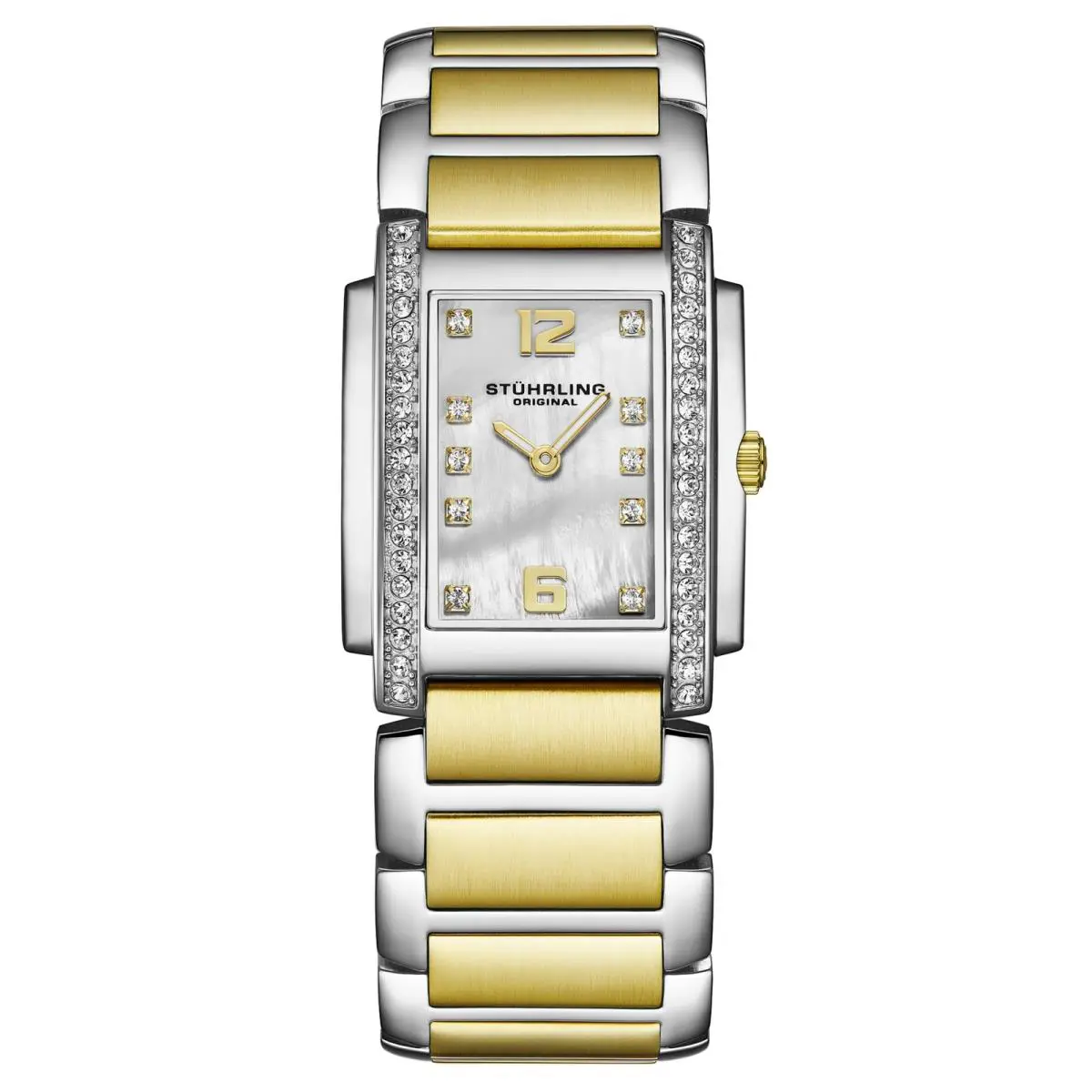 Stuhrling 4089 5 Classic Stainless Steel Two Tone Mother of Pearl Womens Watch