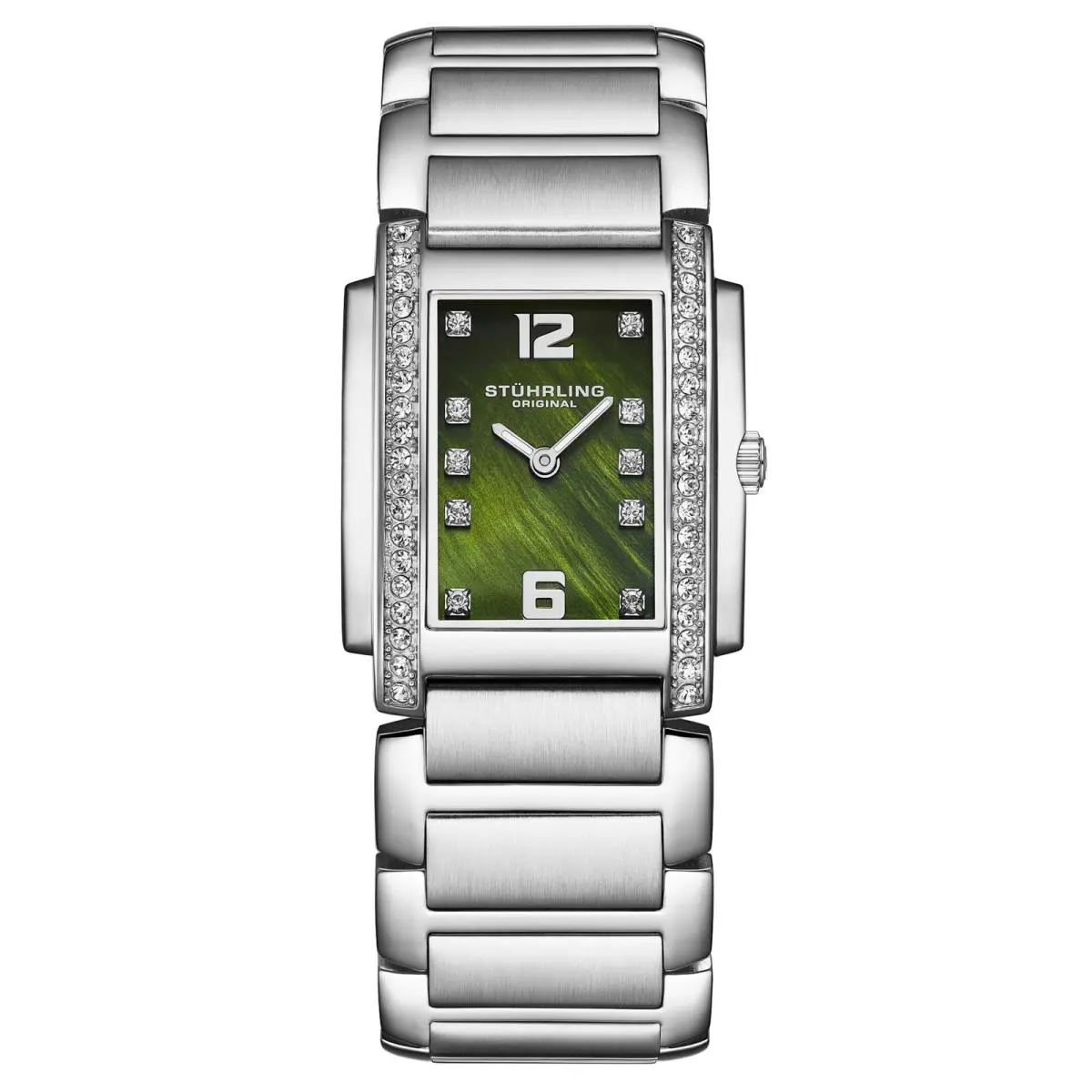 Stuhrling 4089 3 Classic Stainless Steel Green Mother of Pearl Womens Watch