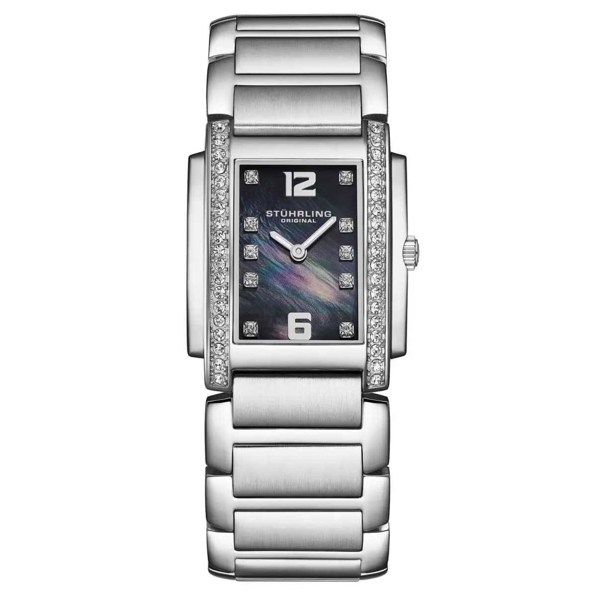 Stuhrling 4089 4 Classic Stainless Steel Black Mother of Pearl Womens Watch