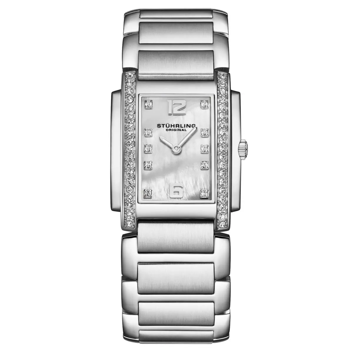 Stuhrling 4089 1 Classic Stainless Steel Bracelet Mother of Pearl Womens Watch
