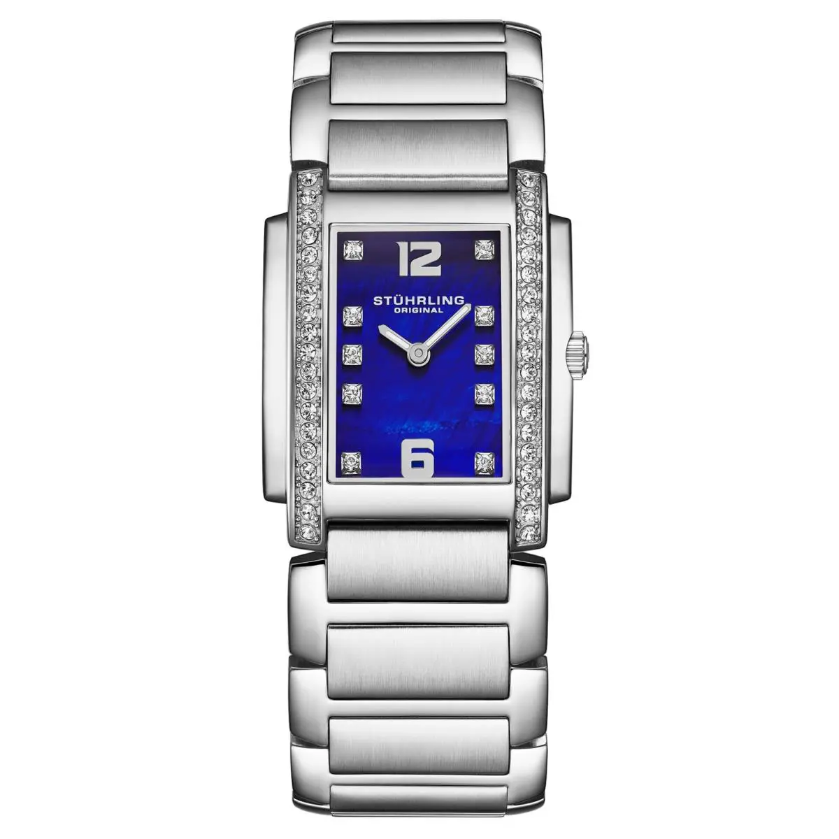 Stuhrling 4089 2 Classic Stainless Steel Blue Mother of Pearl Womens Watch