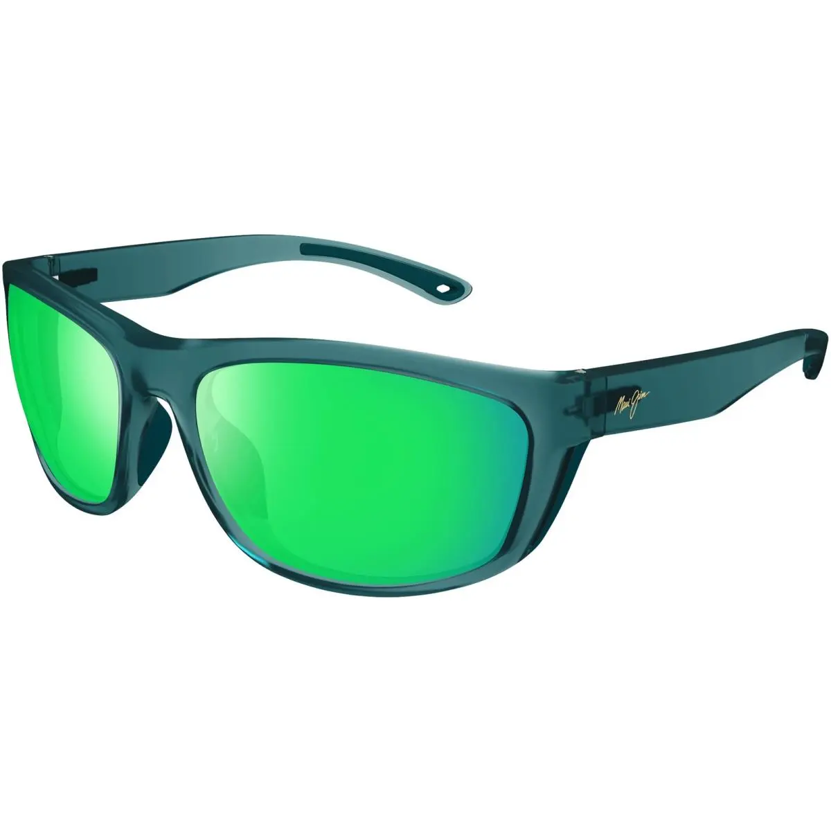 Nuu Landing Polarized Wrap Sunglasses w/ Glass Lens Nuu Landing Italy Matte Teal with Aquamarine Rubber/MauiGreen (03) by Maui Jim
