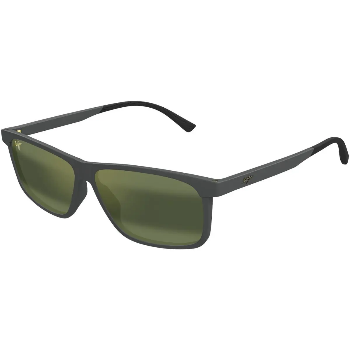 Maui Jim Pulama Polarized Rectangle Sunglasses w/ Glass Lens - Made in Italy - Matte Dark Grey/Maui HT (14), Frame: Select Variation