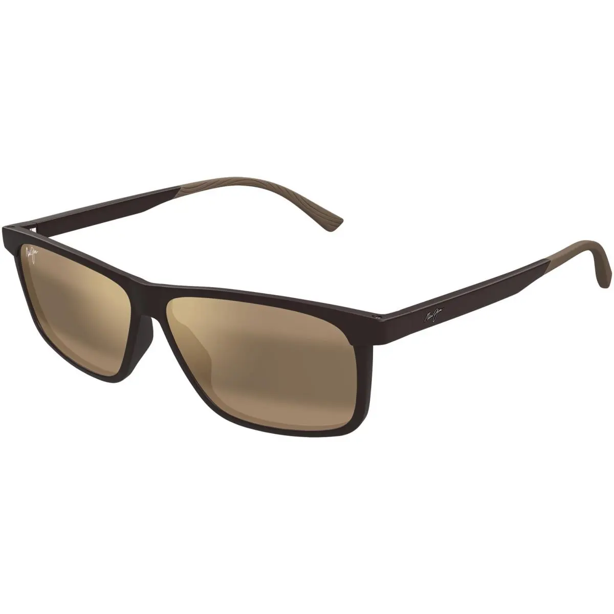 Pulama Polarized Rectangle Sunglasses w/ Glass Lens - Made in Italy Matte Brown/HCL Bronze (01) by Maui Jim