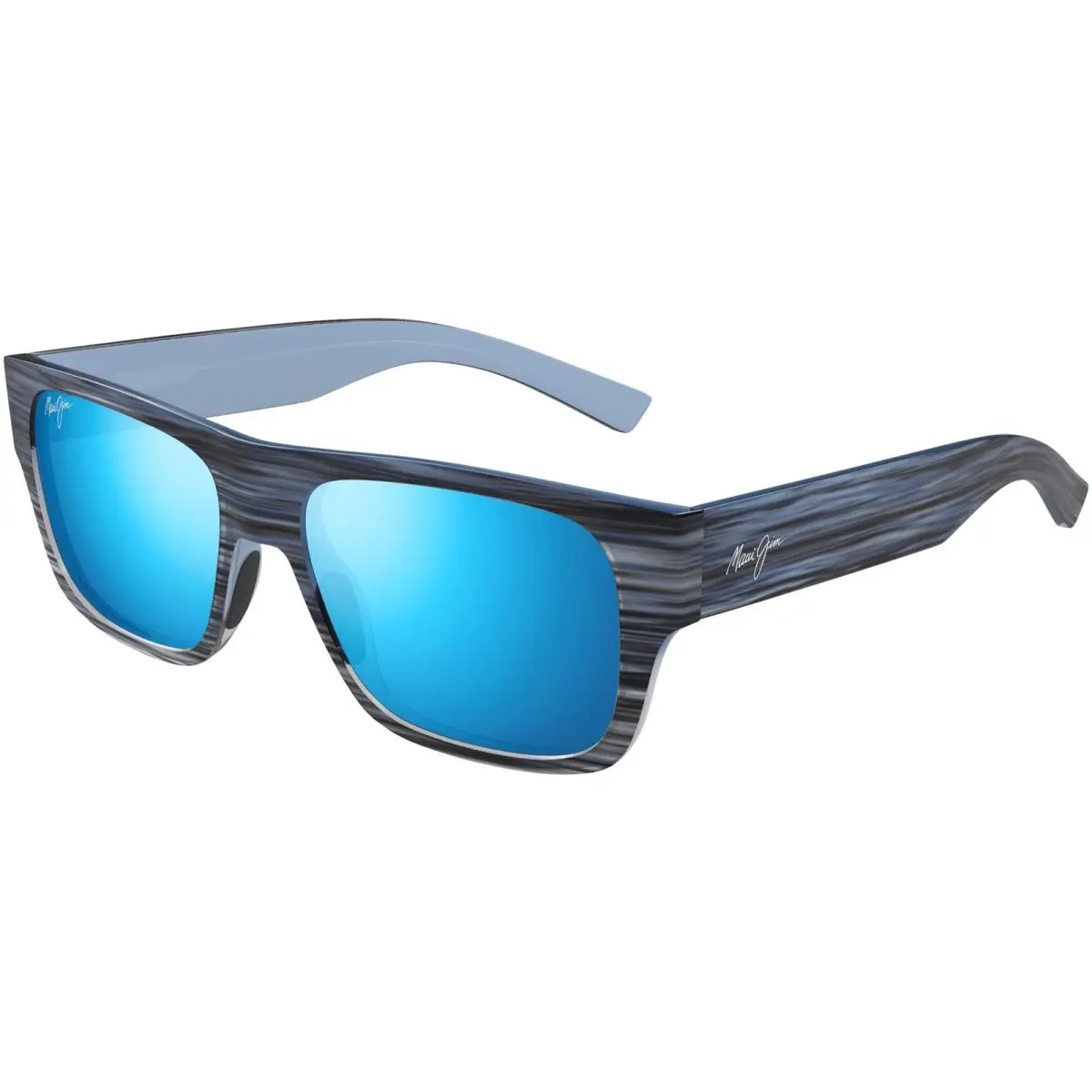 Keahi Polarized Square Sunglasses w/ Glass Lens - Keahi - Made In Italy Blue Stripe/Blue Hawaii (03) by Maui Jim