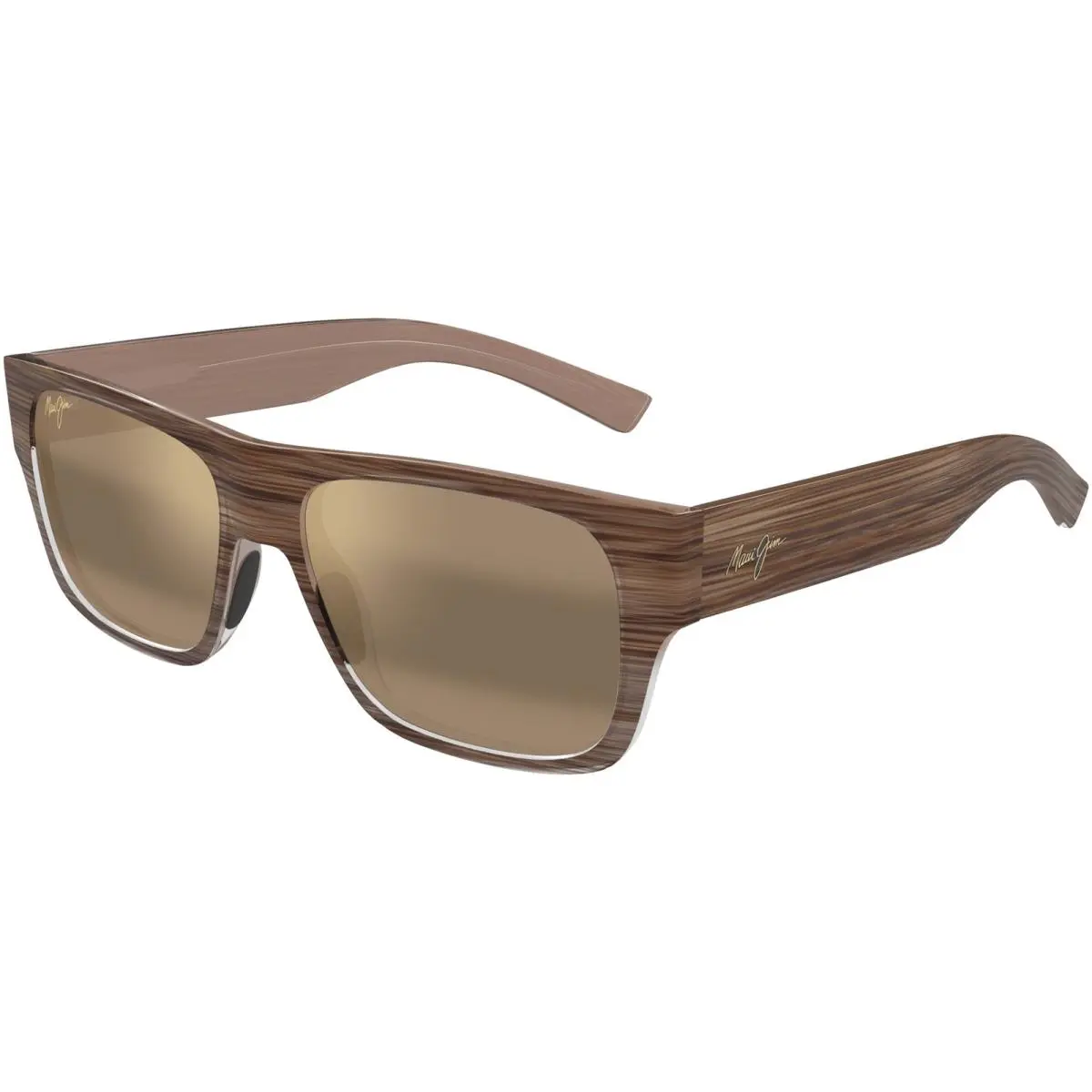 Keahi Polarized Square Sunglasses w/ Glass Lens - Keahi - Made In Italy Brown Stripe/HCL Bronze (10) by Maui Jim