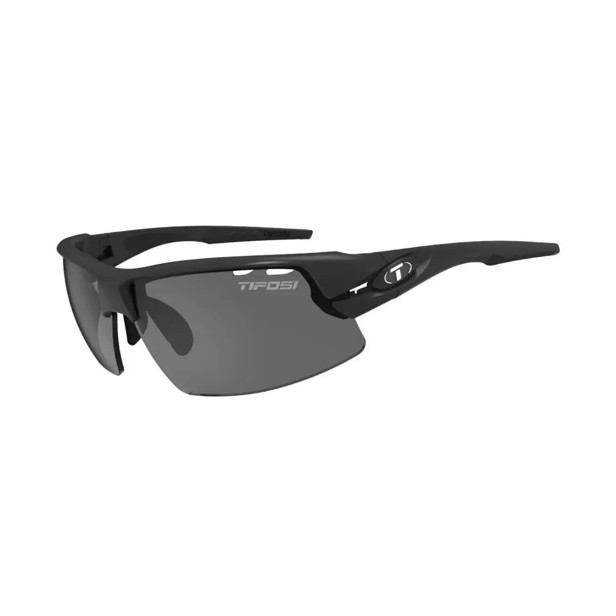 Tifosi Crit Sunglasses Matte Black with Smoke/ac Red/clear Lenses