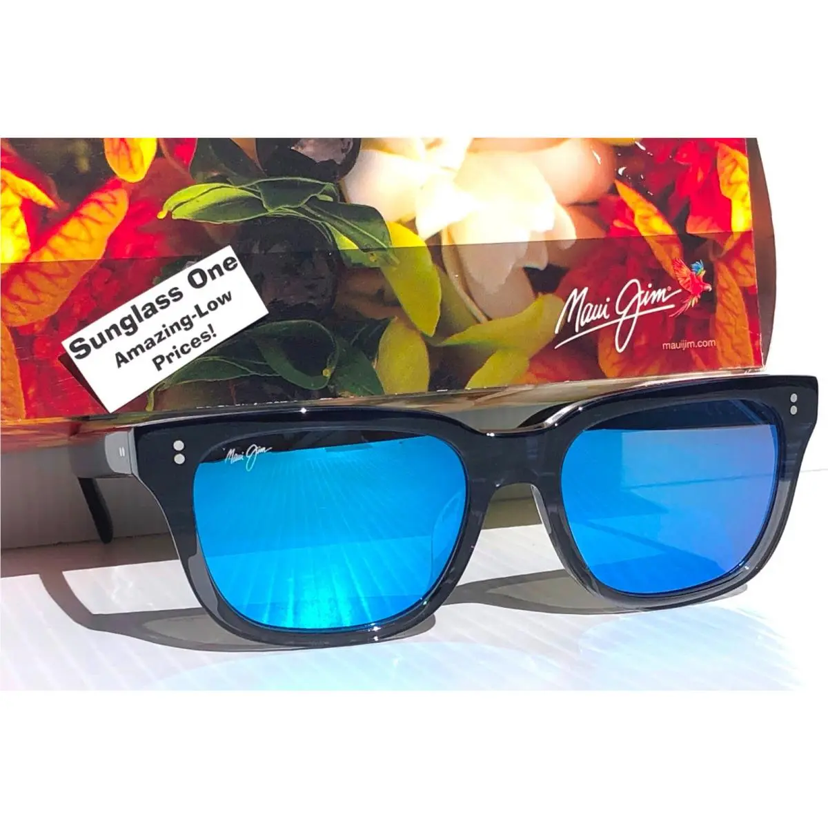 Maui Jim Likeke Blue to Grey Polarized Hawaii Blue Glass Lens Sunglass B894-03