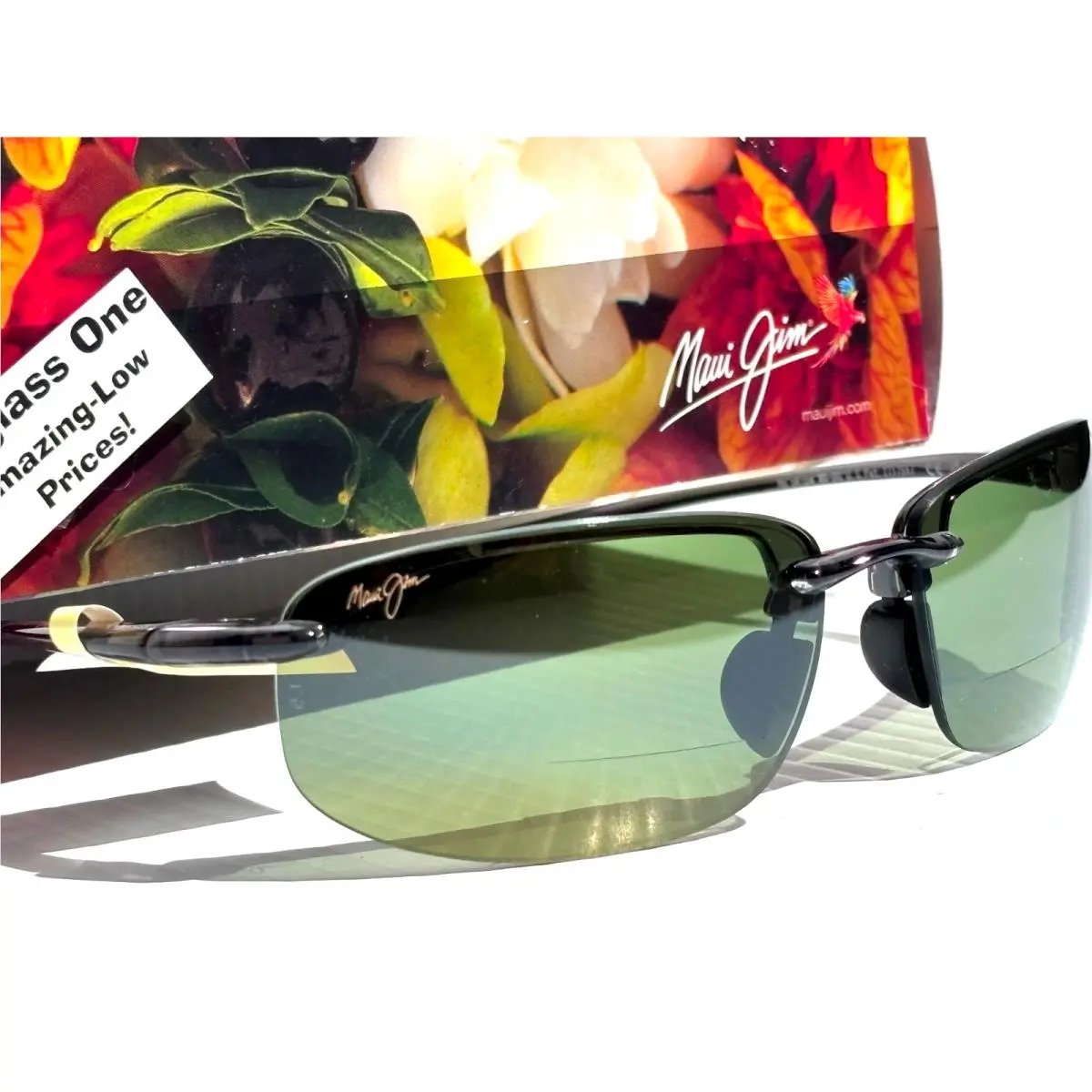 Maui Jim Hookipa Grey Polarized HT Green 1.5 Reader Lens Sunglass HT807-1115