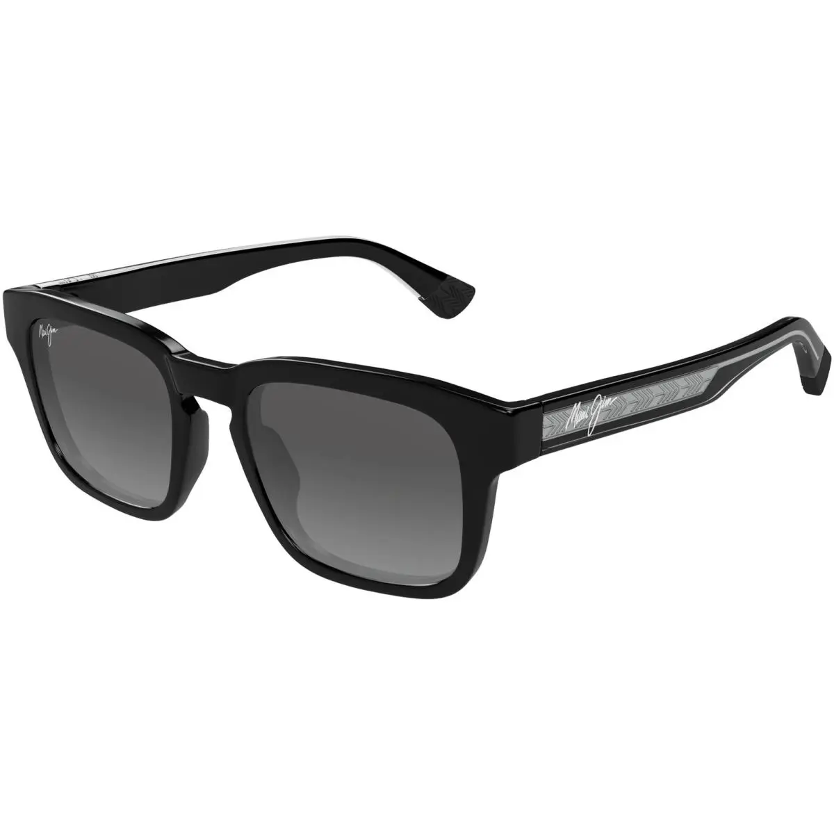 Maui Jim Maluhia Polarized Shiny Black Square Sunglasses w/ Glass Lens GS643 14