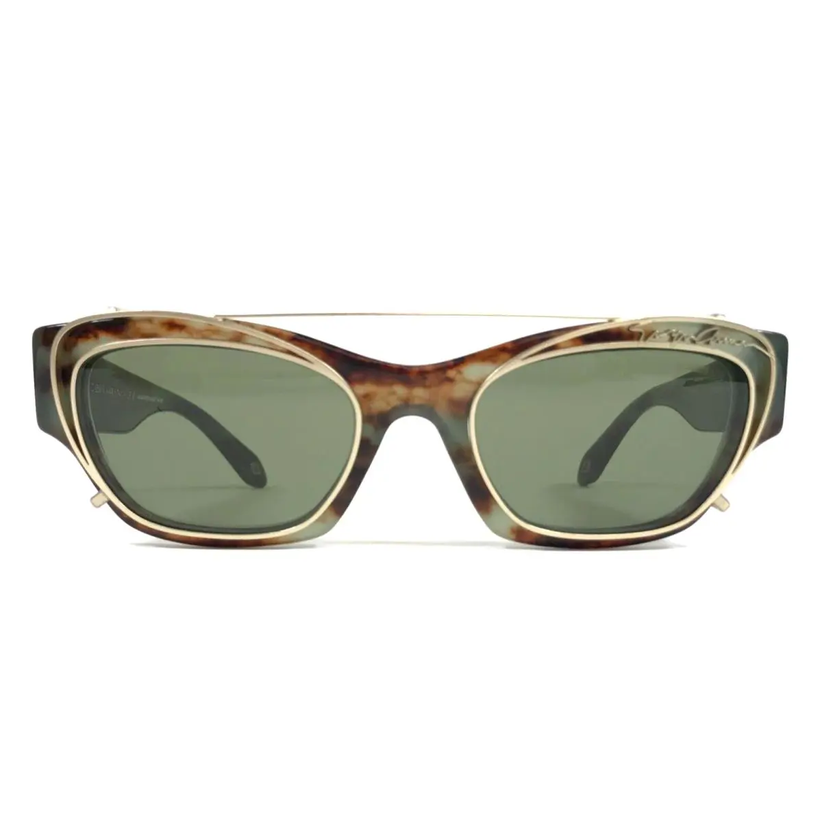 Giorgio Armani Sunglasses AR8185-U 5977/1W Mottled Brown Green Frames w Clip Ons