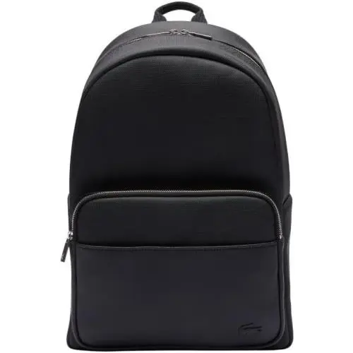 Lacoste Men`s Classic Laptop Pocket Backpack Black Textured Water Resistant