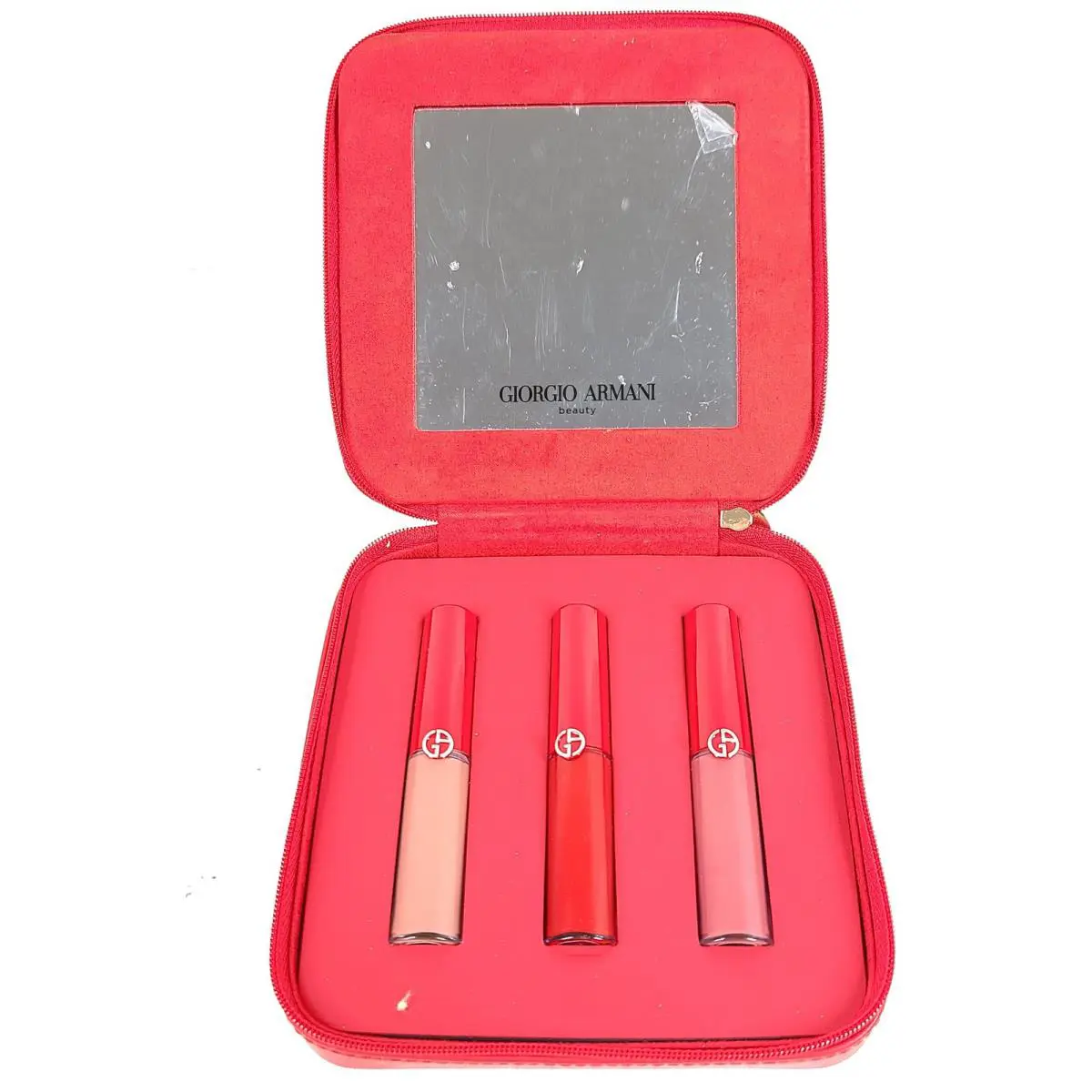 Giorgio Armani Lip Maestro Matte Liquid Lipstick Trio and Pouch Set 3x 0.12