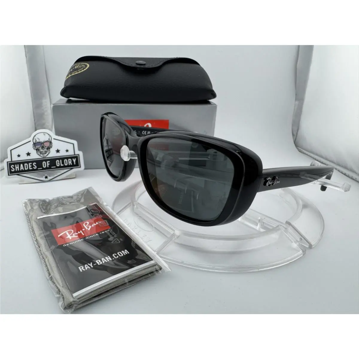Ray-ban RB4171 601 Shiny Black W/ Crystal Green Womens Sunglasses 56MM