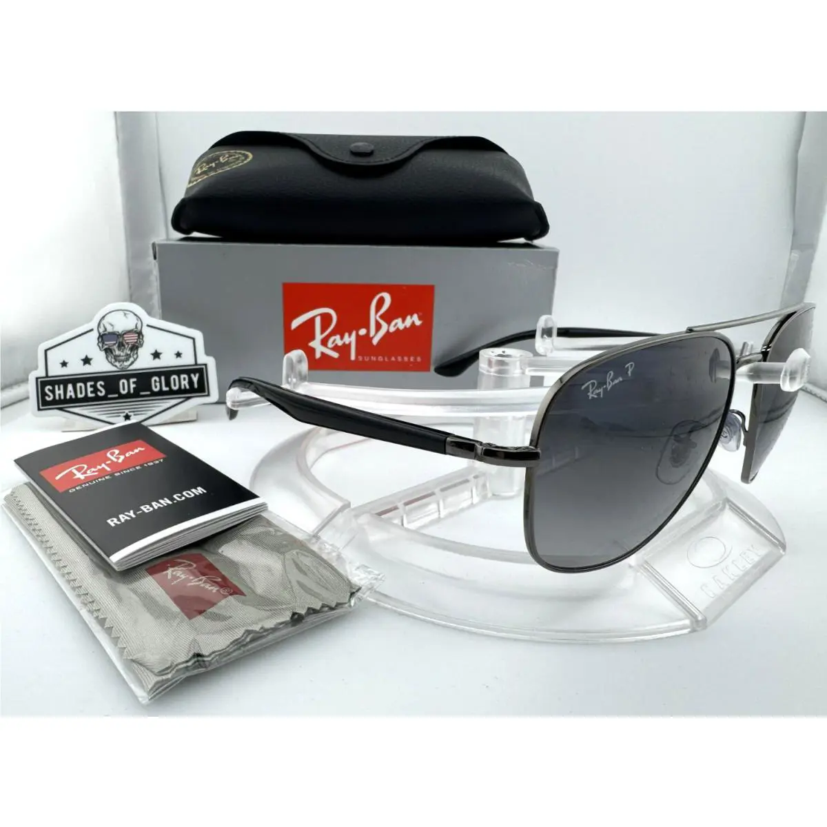 Ray-ban RB3683 004/78 Gunmetal Blue Gradient Polarized Aviator Sunglasses 56MM
