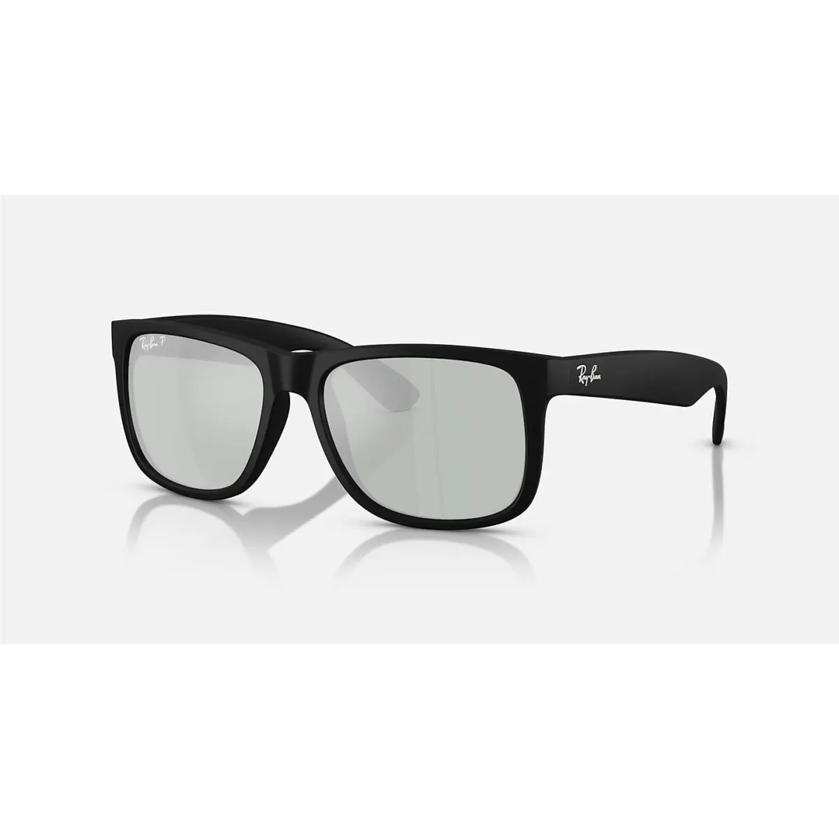 Ray-ban Justin Rubber Black/green Mirror Silver Polarized 54 mm Sunglasses