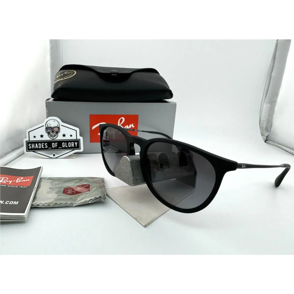 Ray-ban Erika RB4171 622/T3 Rubber Black Light Grey Gradient Sunglasses 54MM