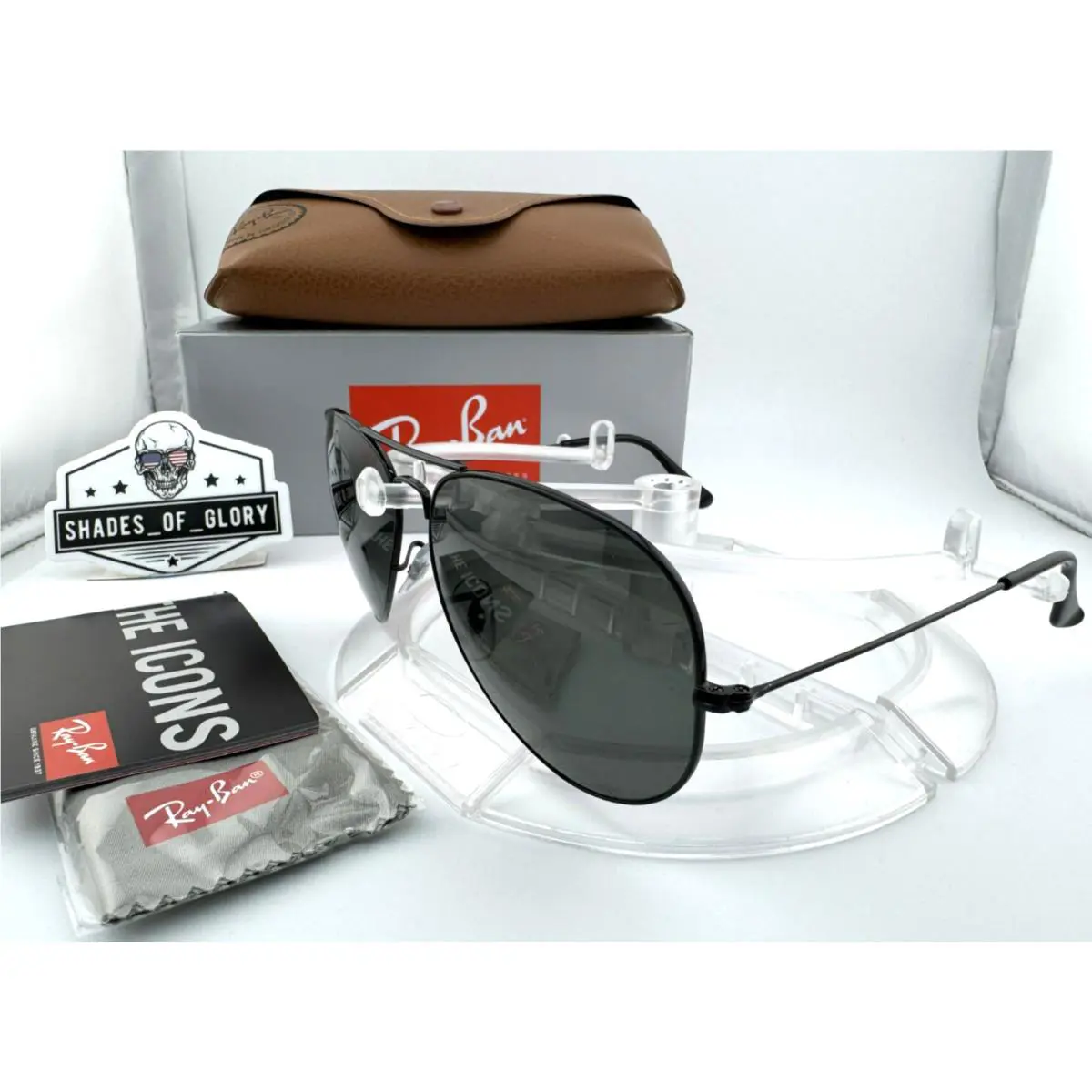 Ray-ban Aviator Large Metal RB3025 002/58 Black G-15 Green Polarized Sunglasses