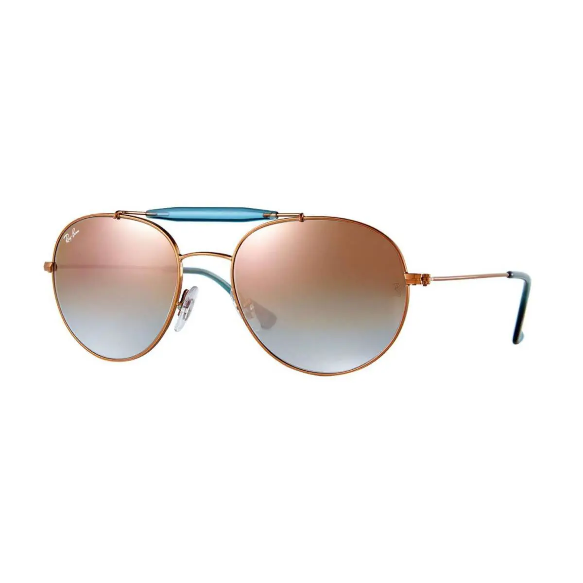 Ray-ban RB3540 Aviator Sunglasses Shiny Bronze/mirror Copper Gradient Lenses