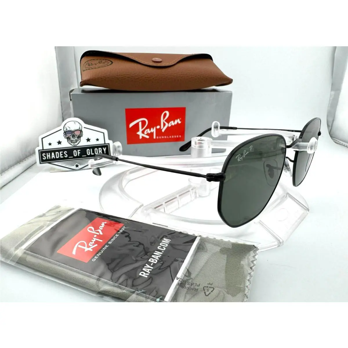 Ray-ban Hexagonal RB3548N 002/58 Black G-15 Green Polarized Sunglasses 54MM