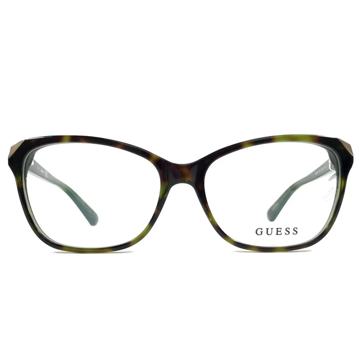 Guess Eyeglasses Frames GU2494 056 Tortoise Green Cat Eye Full Rim 53-15-135