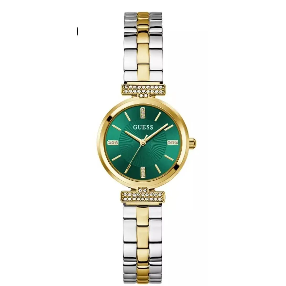 Guess Ladies Analog Two Tone Green Dial Stainless Quartz Watch -GW0762L6