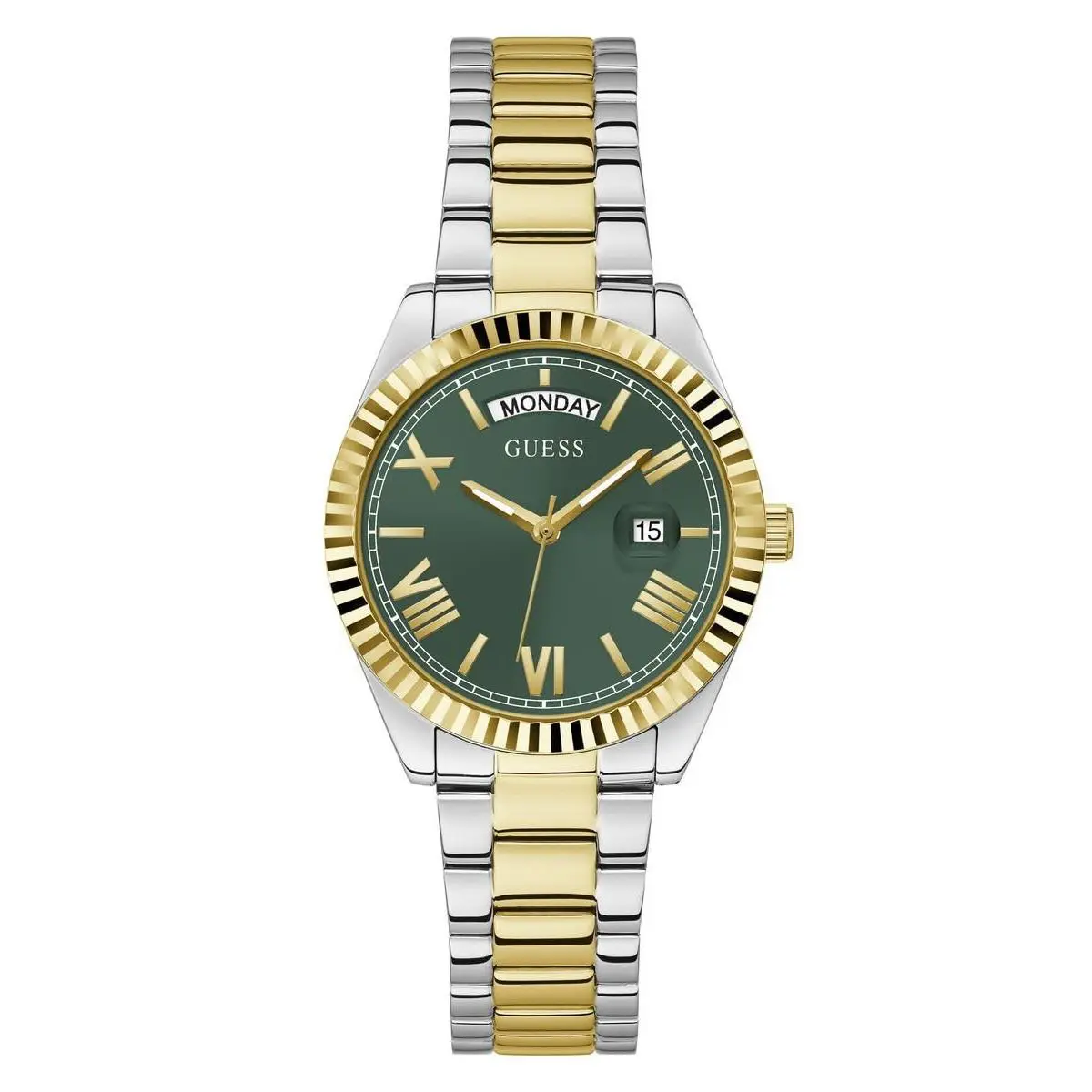 Guess Luna Men`s Two Tone Day Date Quartz Watch - GW0308L5