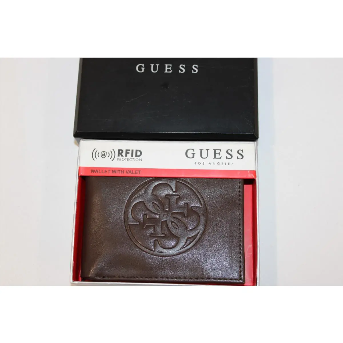 Guess Brown Rfid Leather Bifold Wallet Rfid Protection
