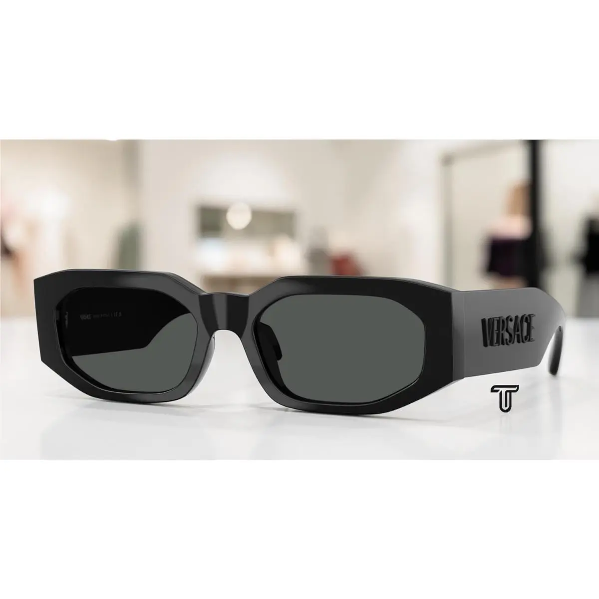 VE4489U 536087 Black Dark Grey 55 mm Men`s Sunglasses by Versace