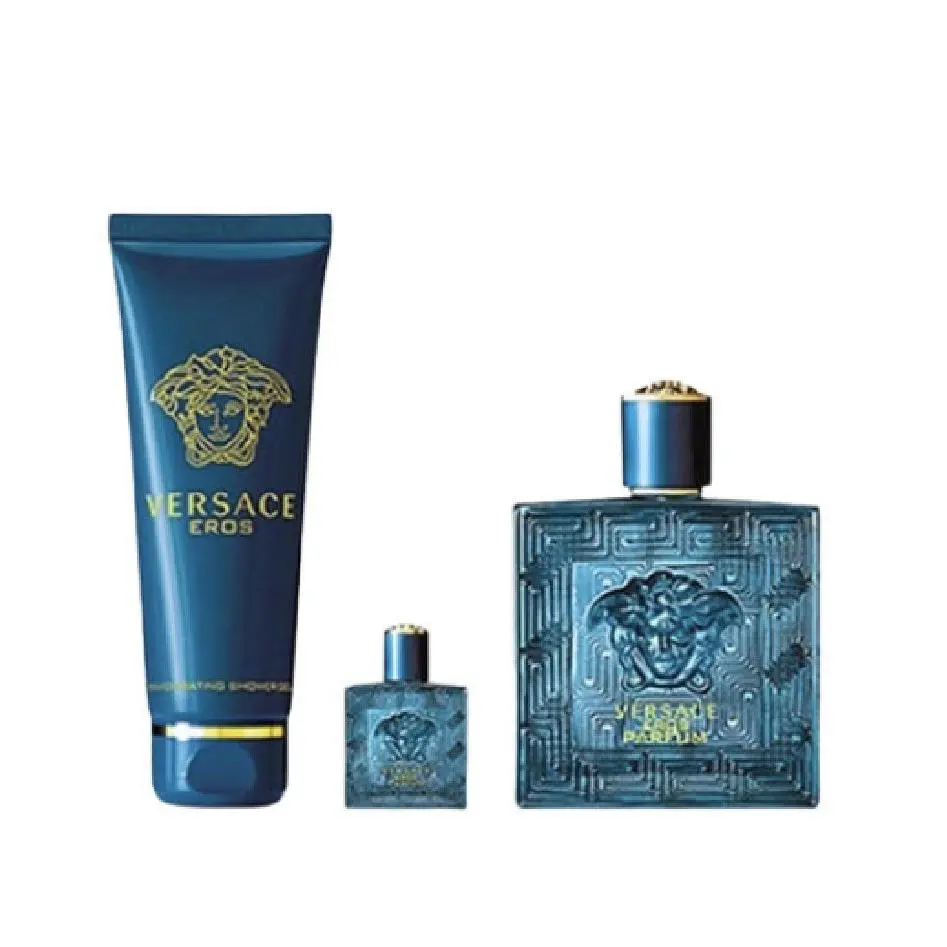 Eros Parfum by Versace Men`s 3 Pcs Gift Set: 3.4+0.17 Oz Parfum+5.0 Shower Gel