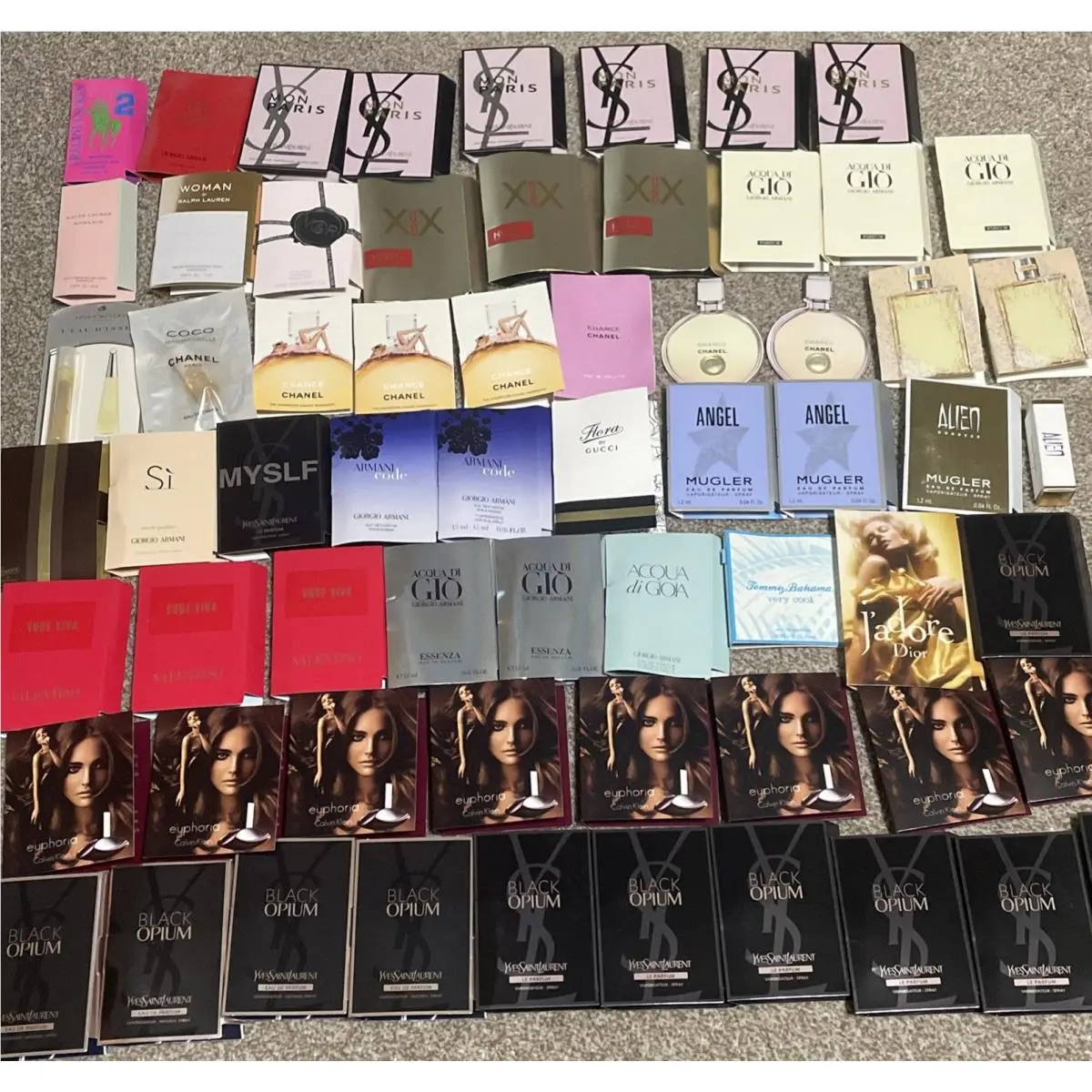 Versace Perfume Sample Lot 64 Piece Chanel Armani Ysl Ralph Lauren Dior Mugler Gucci Etc