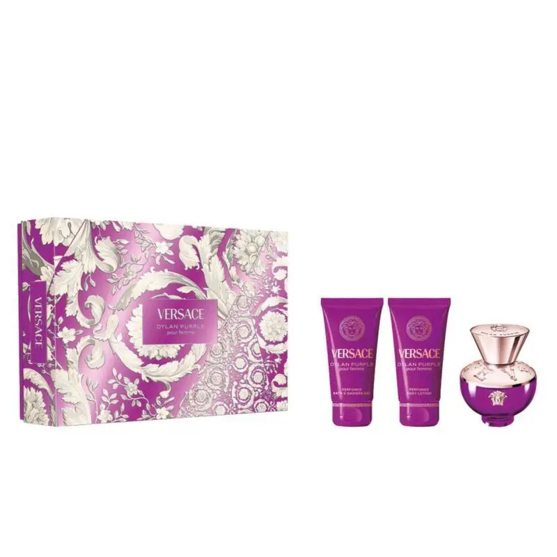 Versace Dylan Purple 3 PC Gift Set For Women - 1.7 OZ EDP+1.7 OZ S.G.+1.7 OZ B.l