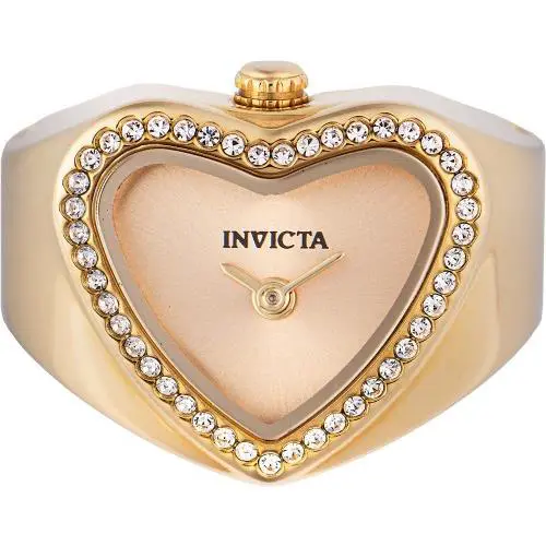 Invicta Women`s 49574 Mini Quartz 2 Hand Gold Dial Ring Watch