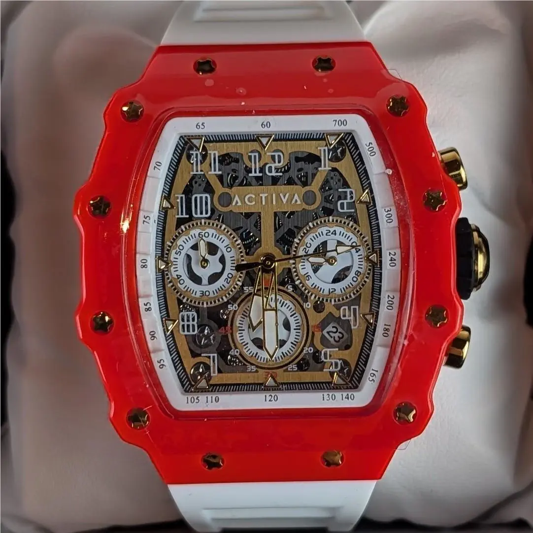 Activa Fury x Invicta 44.3mm Men`s Watch Red White Skeleton Silicone ACW2305-031
