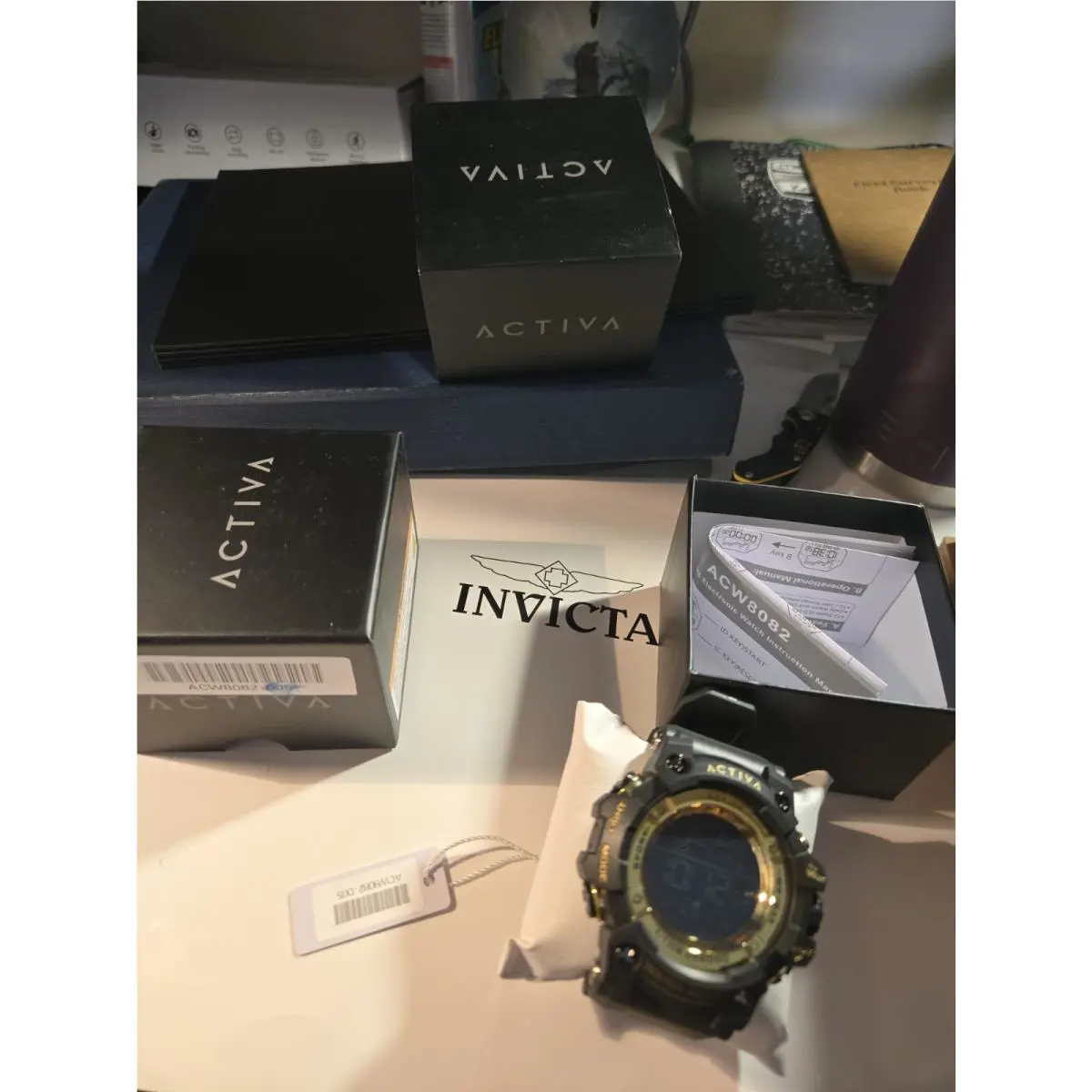 Activa X Invicta Digital Men`s Watch - 50mm Black AIC-ACW8082-005 0711