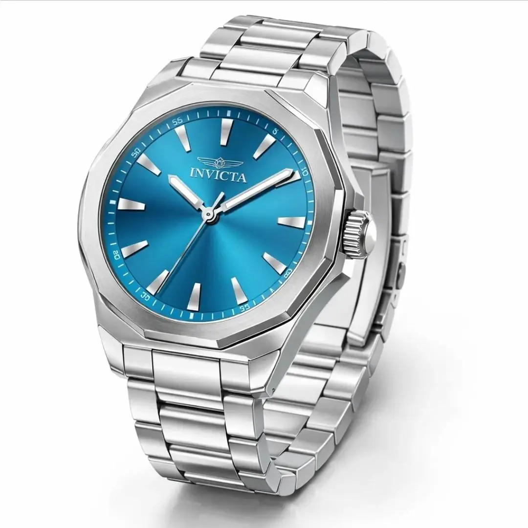Invicta Speedway Blue Gradient Dial 42mm Octagon Silver Steel Men`s Watch