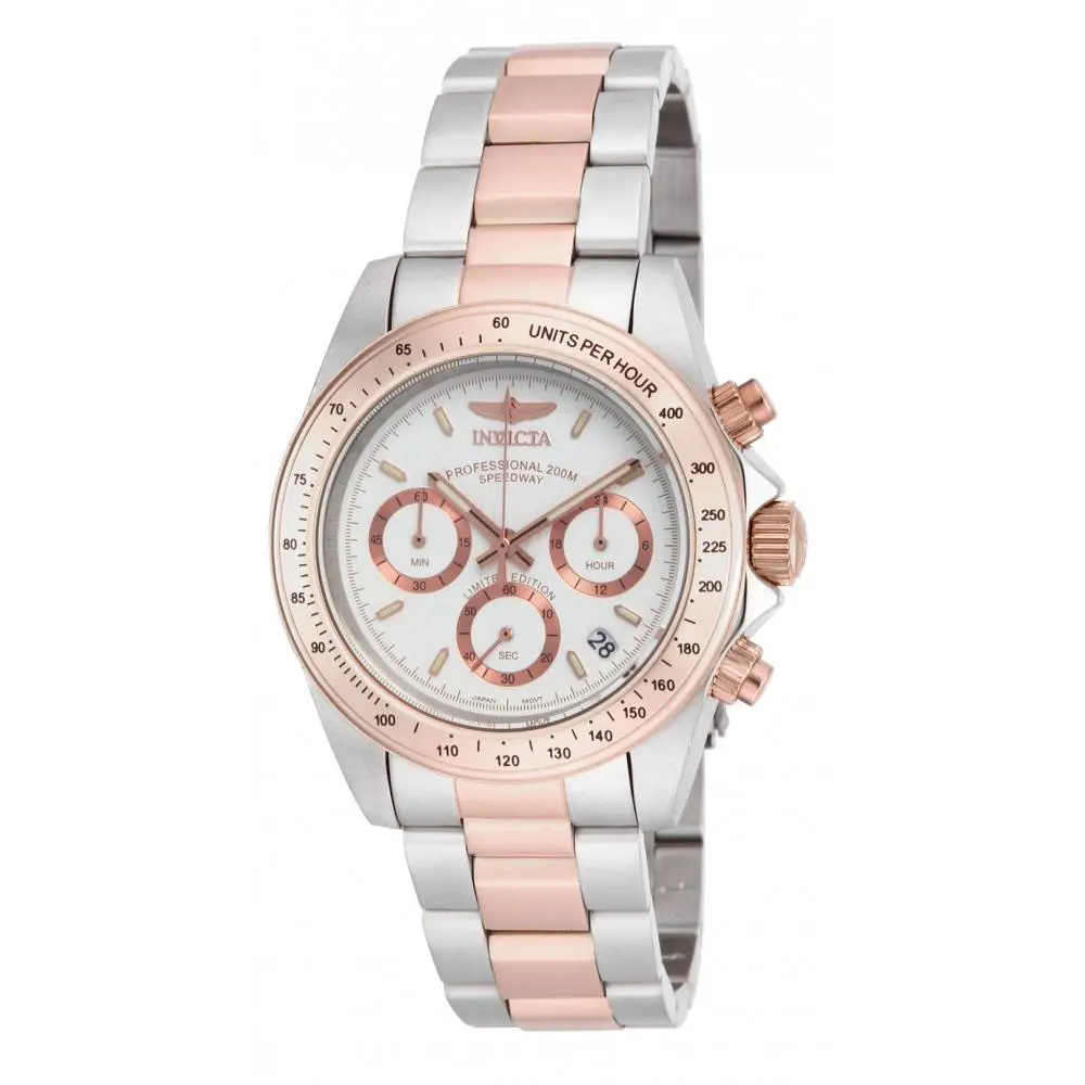 Invicta Men`s ILE6932A Speedway Quartz Chronograph Metallic White Dial Watch