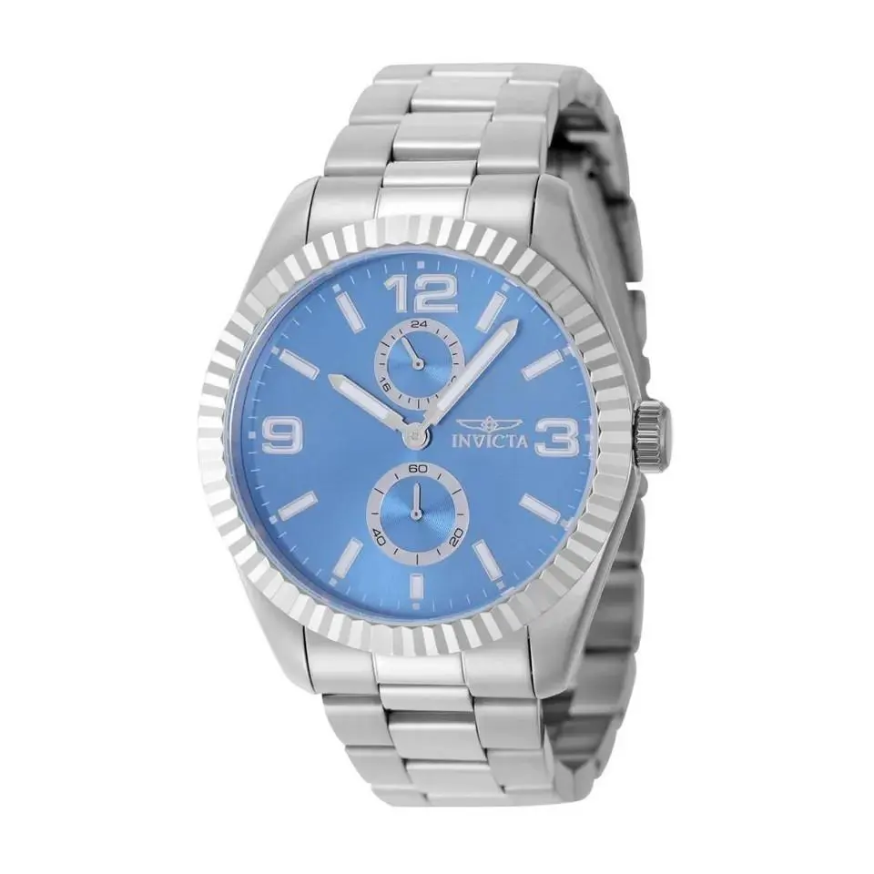 Invicta Specialty Men`s Watch Silver Tone Blue Dial Quartz Steel 43mm 49523