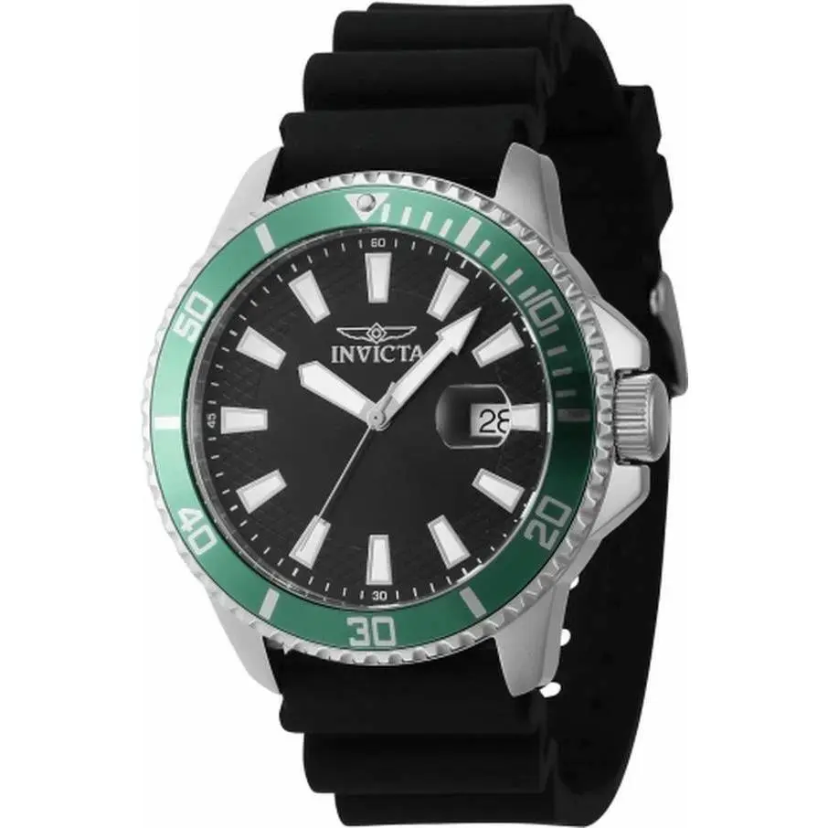 Invicta 46129 Pro Diver Quartz 3 Hand Black Dial Men Watch