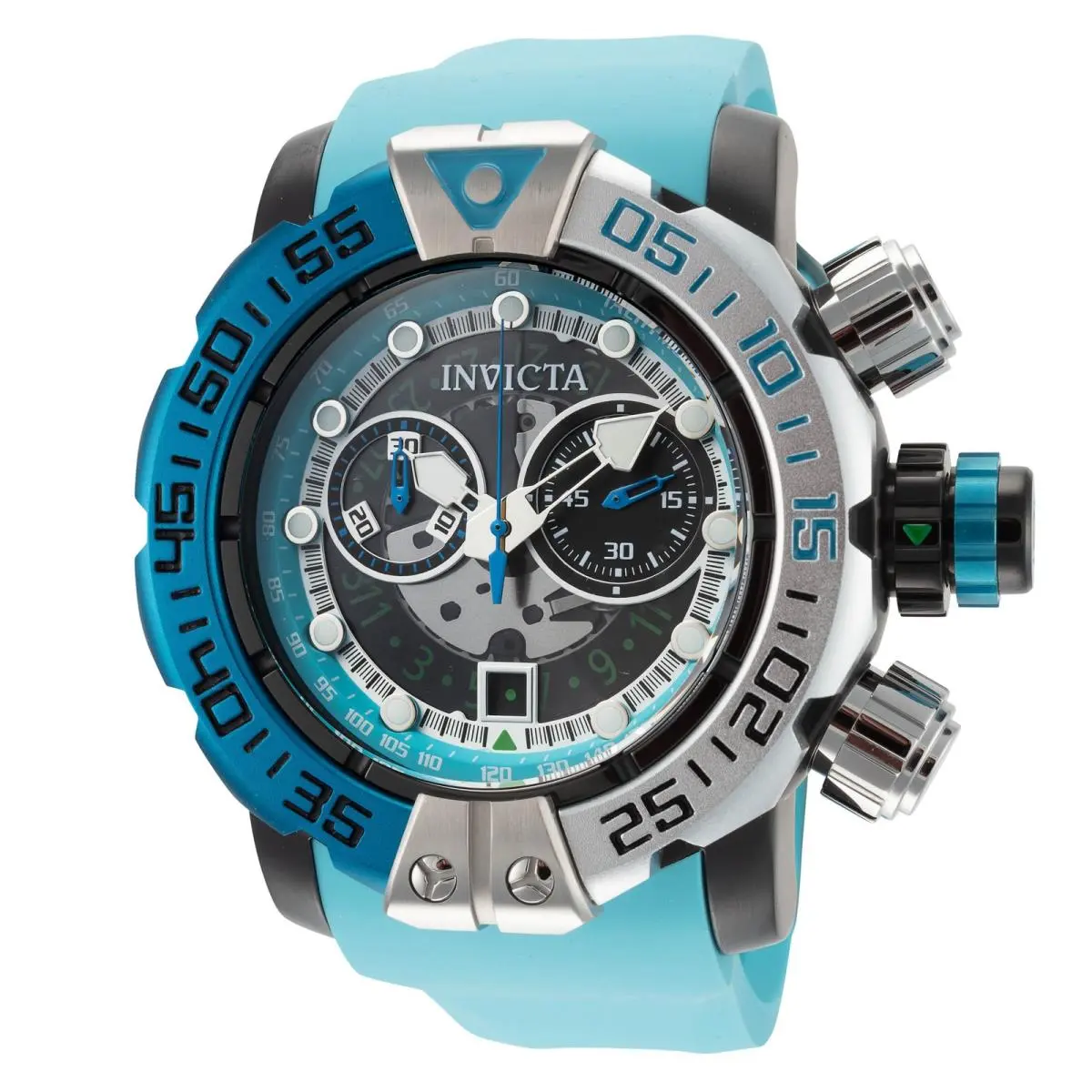 Invicta Men`s Sea Hunter 57mm Quartz Watch IN-44848 - Dial: Multi, Band: Multi, Other Dial: Blue and White
