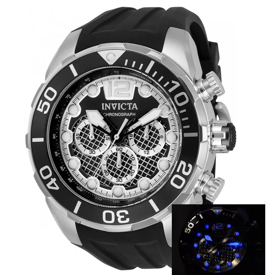 Invicta Pro Diver Men`s 50mm Twisted Metal Double Black Chronograph Watch 33820